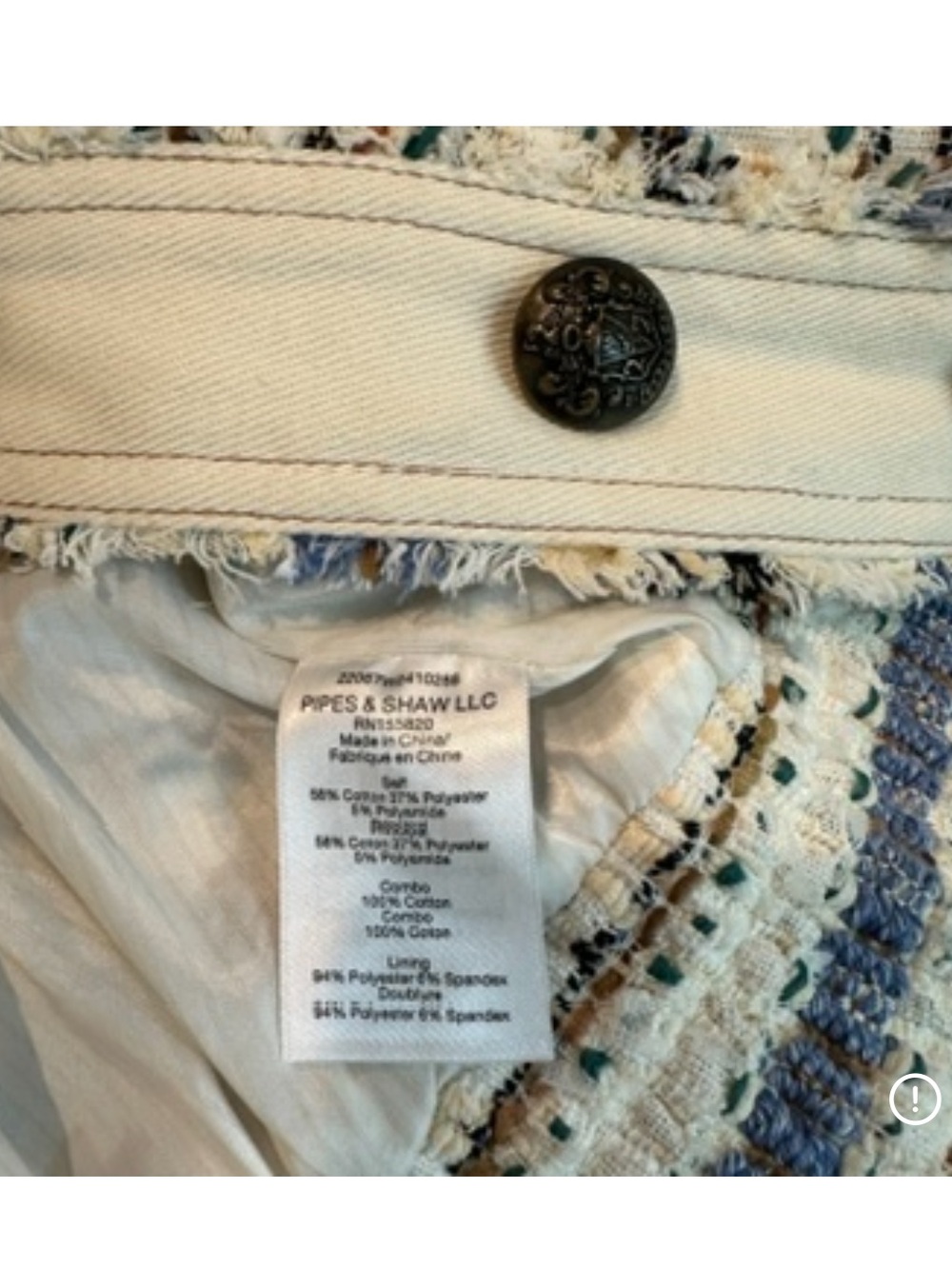 Veronica Beard Darren Tweed Cropped Denim Twill Paneled Blue Ivory Jacket Sz 6 - Picture 6 of 8